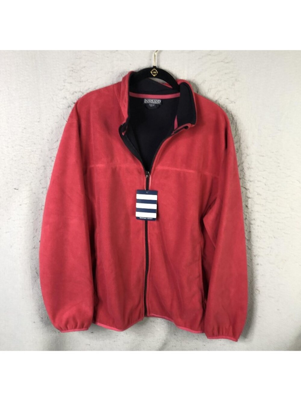 Lands' End Jacket Womens 1X Red Fleece Marinac WindCheck Zip Water Resistant - Picture 1 of 16